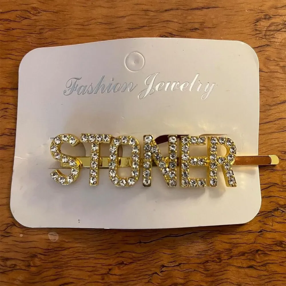 STONER Gold & Rhinestone Hair Clip